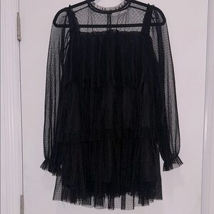Lush Elegant Black Sheer Dress